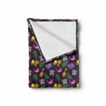thumbnail image 2 of Funny Soft Flannel Fleece Blanket, Funny Cartoon Style Jungle Animals with Palm Leaves on Purple Background Safari Theme, Cozy Plush for Indoor and Outdoor Use, 60" x 80", Multicolor, by Ambesonne, 2 of 6