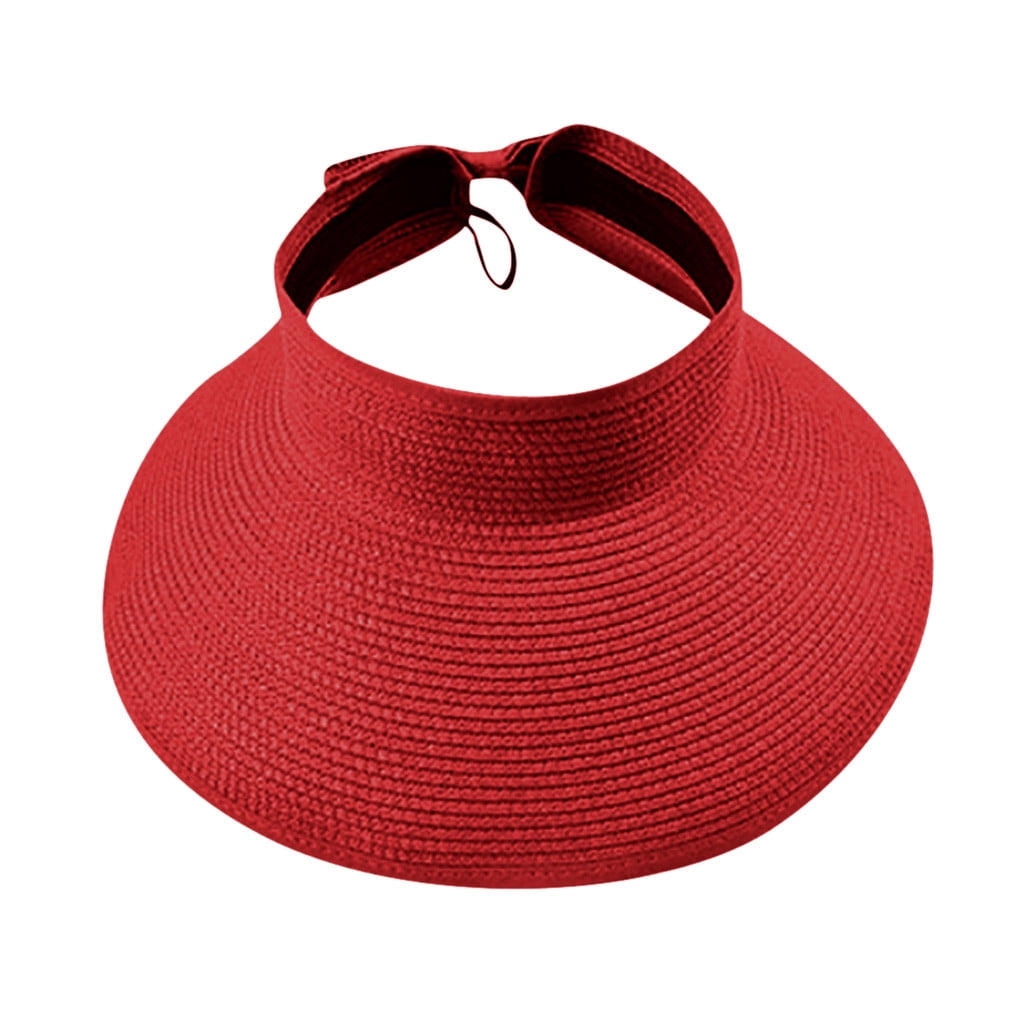 Women Summer Foldable Straw Sun Visor w/Cute Bowtie Hat Women Summer Foldable Straw Sun Visor w/Cute Bowtie Hat