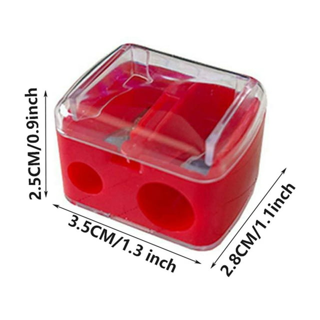 Dual Hole Pencil Sharpener - Manual Plastic Sharpener for Standard & Thick Pencils, Office School Stationery, Compact Lightweight Design