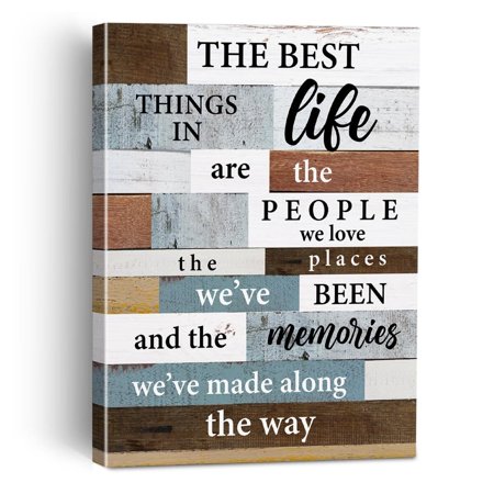 Inspirational Wall Decor Motivational the Best Things in Life Canvas Painting Framed Wall Decor for Home Living Room Bedroom Rustic Positive Canvas Poster Print Friendship