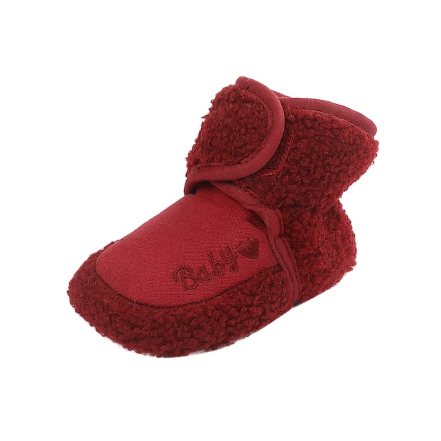 dmqupv Bottes de Cowgirl pour Filles Bébés Garçons Filles Bottes de Neige en Peluche Douce Chaudes en Coton Premières Chaussures de Marche Rouges, Taille US 5
