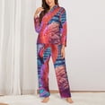 thumbnail image 2 of Salouo Digital Flamingo Vibrant Art Pattern Women's Pajamas Set Long Sleeve Button Down Sleepwear Soft Pj Lounge Sets for women 2 Piece Pjs Set with Long Pants-Large, 2 of 7