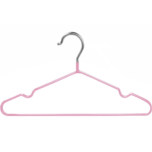 Simpli Furnished Non-Slip Rubber-Coated Hangers for Clothes, 16"w X 8"h, 120-Pack, Pink