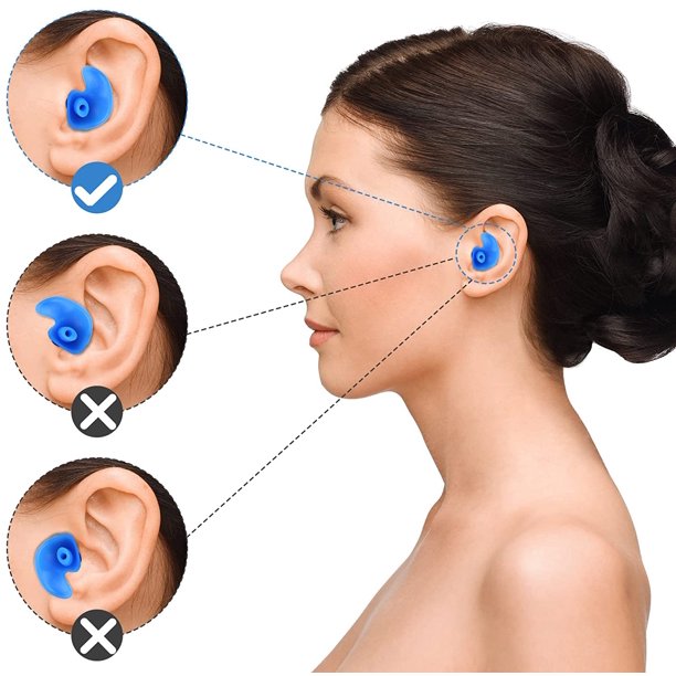 2 pares de tapones para los oídos de silicona para natación, tapones para los oídos impermeables, tapones para los oídos para piscina, tapones para los oídos impermeables, tapones para los oídos para deportes acuáticos (azul) LingWen 8390612106057