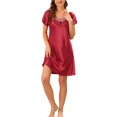 thumbnail image 2 of Unique Bargains Women's Pajama Dress Satin Sleepwear Nightshirt Soft Lounge Nightgowns, 2 of 5