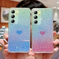 thumbnail image 2 of for Samsung Galaxy S23 FE 5G Case Iridescent Holographic, Gradient Bling Glitter Clear Phone Case with Camera Lens Cover Soft Shockproof Cute Heart S23 FE Case for Women Girls 6.4" (Blue Heart), 2 of 11