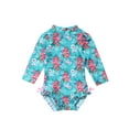 thumbnail image 3 of YONGHS Infant Baby Girls Long Sleeves Ruffled Swimsuit One-piece Swimwear 0-24M Blue 6-12 Months, 3 of 7
