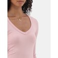 thumbnail image 4 of No Boundaries Seamless V-Neck Top with Long Sleeves, Women's XXS-XXL, 4 of 4