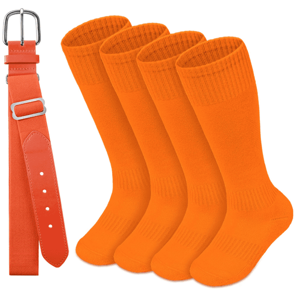 Eryueer Youth Baseball Socks and Belt Combo Set,Youth Softball Socks and Adjustable Baseball Belt for Boys Girls