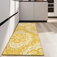 thumbnail image 4 of Yellow Ethnic Floral Pattern Kitchen Rug Mat,Kitchen Runner Rugs Non Skid Washable,Decorative Kitchen Floor Mats for Kitchen,Sink,Laundry,17"X47", 4 of 5