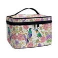 thumbnail image 2 of HELLHERO Wide-open Portable Makeup Bag Organizer with Brush Slots Brush Protectors Travel Make Up Organizer Hummingbirds and Floral, 2 of 6