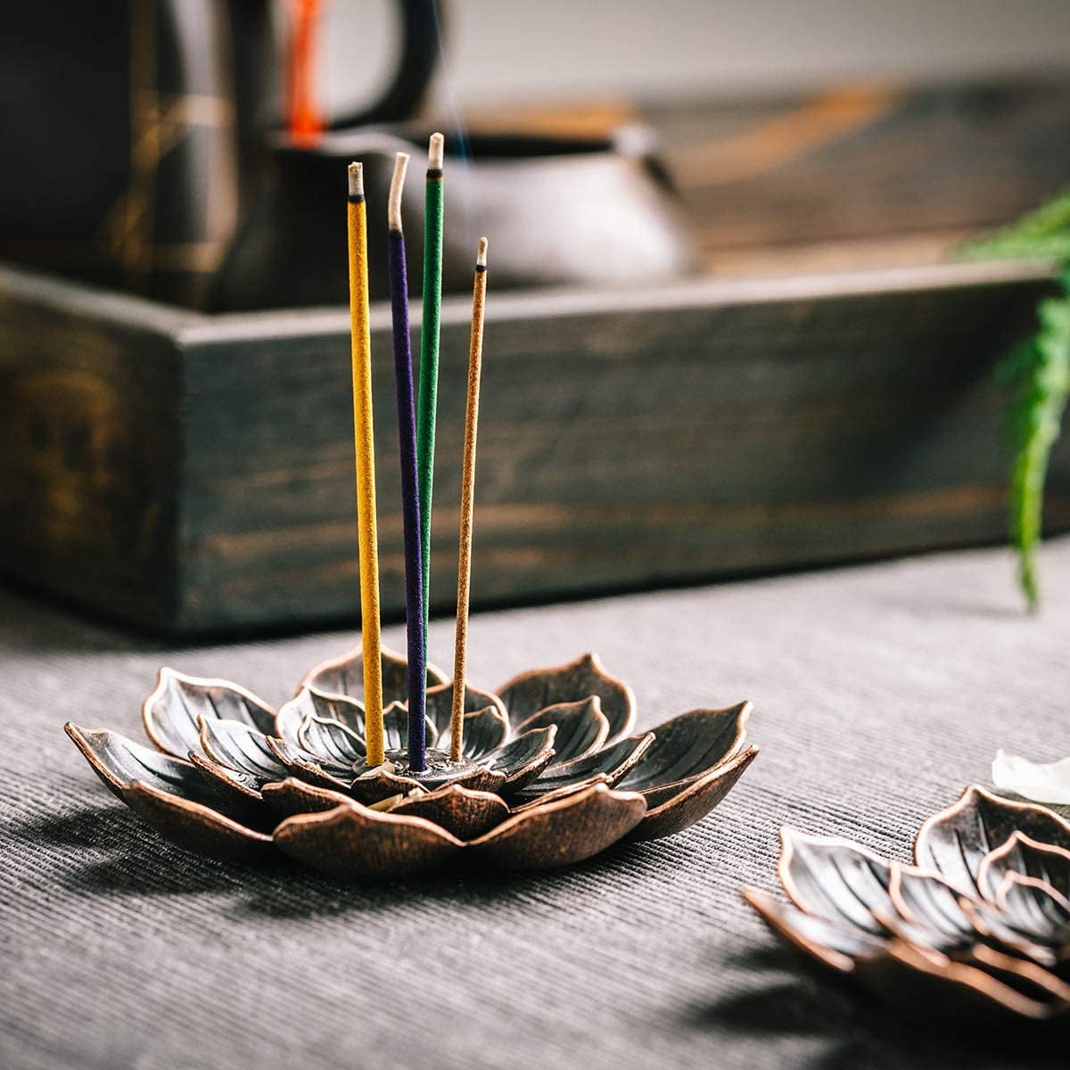 2 Pack Incense Burner, Incense Holder for Sticks, Brass Lotus Incense Stick Holder