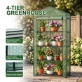 thumbnail image 6 of JIOABL 4-Tier Mini Greenhouse with PE Cover, Portable Plant Grow House with Zipper Door & Steel Frame for Indoor Outdoor Garden, Green, 6 of 10