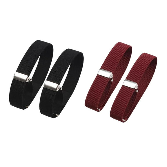 Fashion Mens Shirt Sleeve Holders Anti Slip Shirt Garter Sleeves Cuff Holder 4pcs Black Rede