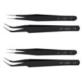 thumbnail image 1 of 4X Nail Art Rhinestones Eyelashes Extension Straight & Curved Tweezers Tool Set-Black, 1 of 10