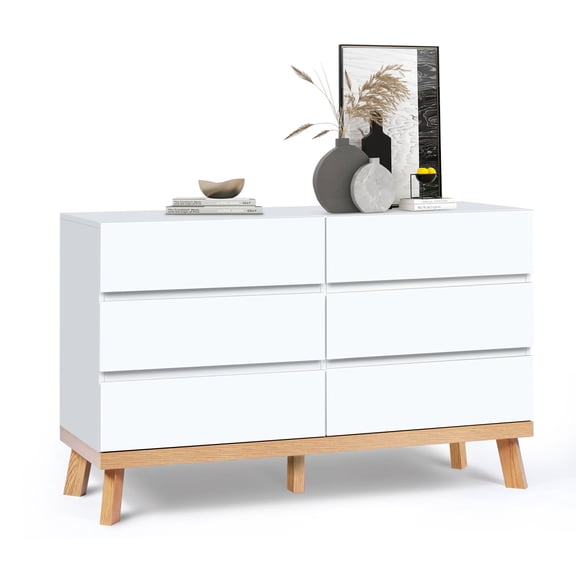 AODAILIHB Modern Dresser 6 Drawer, Wood Organizer with Wide Storage Space, Organizer Large Storage Cabinet