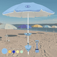 thumbnail image 3 of Classic 7ft Beach Umbrella & AnchorONE Sand Anchor Kit, Sky Blue, UPF50+, 3 of 12