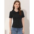 thumbnail image 2 of INSPIRE CHIC Blusa De Manga Farol Con Cuello Peter Pan De Carrera Con Botones para Mujer Negro XS INSPIRE CHIC Camisa, 2 of 5