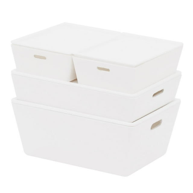 Caja de almacenamiento apible en miniatura de 4 piezas para modelos cotnainer con de 1: 6 - White_ABS Sunnimix contenedor de casa de muñecas