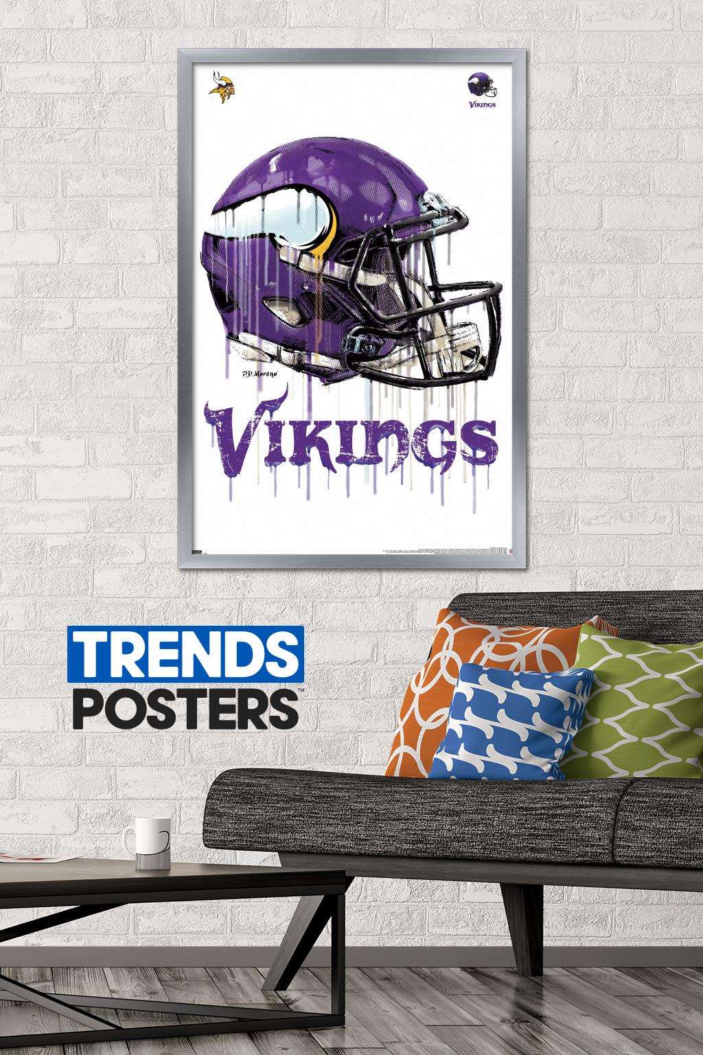 NFL Minnesota Vikings - Drip Helmet 20 Wall Poster, 22.375" x 34", Framed
