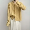 thumbnail image 4 of Cardigan Manteau Décontracté pour Femme à Col Rond, Couleur Unie, Léger, Confortable, Élégant, Polyvalent, Tricot, 4 of 5