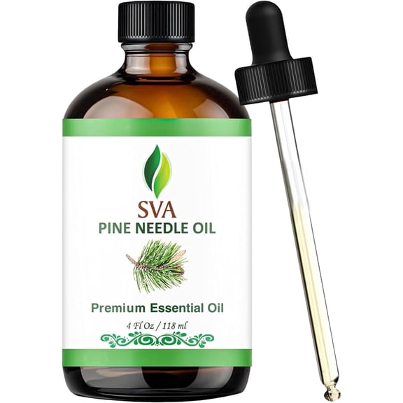 SVA Pine Needle Essential Oil – 4 Fl Oz – 100% Natural Pine Needle Oil - for Diffuser, Hair Care, Face, Skin Care, Aromatherapy, Scalp and Body Massage, Soap and Candle Making – with Dropper