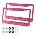 thumbnail image 2 of 2-Pack Aluminum License Plate Frame with 2 Holes for GM License Plate Cover with Free Screws Seamless Pattern Of Pink Flamingos, 2 of 8