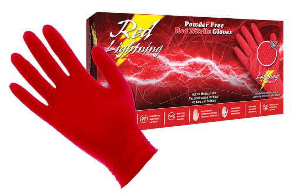 Atlantic Safety BLGRL-L Powder Free Red Nitrile Glove with an Aggressive Tread Grip - Large - 100 Per Box