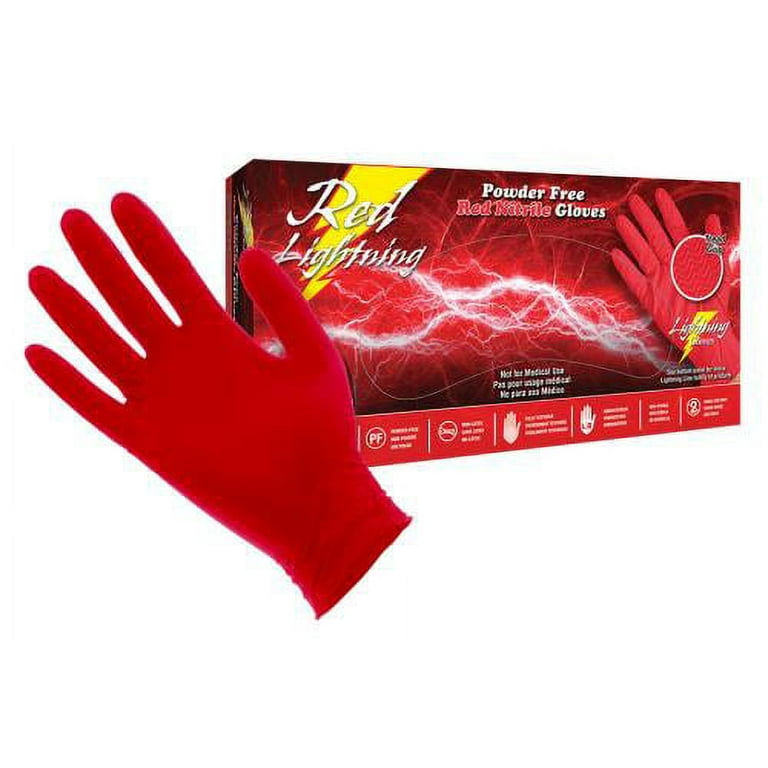 Atlantic Safety Products RL XL Powder Free Red Nitrile Glove With An Aggressive Tread Grip