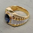 thumbnail image 2 of 2Ct Oval Cut Simulated Blue Sapphire & Diamond Engagement Men's Ring 14K Two Tone Gold Plated 925 Sterling Silver For Him, 2 of 5