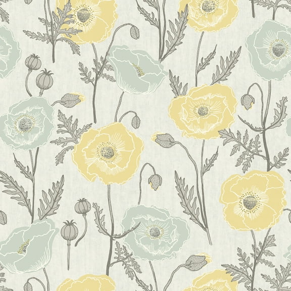 Jen Hewett Poppy Field Aqua Peel & Stick Wallpaper