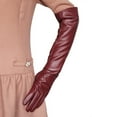 thumbnail image 1 of Gants Rouges Mitaines Gants Longs en Cuir pour Femmes 50 cm par-Dessus Simili Cuir PU Plats Mode Couvre-Bras, 1 of 4