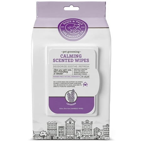 Paws & Pals Pet Grooming Wipes Hypo-Allergenic Cleansing for Dogs and Cats Deodorizing - Lavender Scent (120 Count)