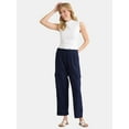 thumbnail image 2 of Time and Tru Women’s and Women’s Plus Linen Blend Cropped Cargo Pants, 27" Inseam, Sizes XS-3XL, 2 of 5