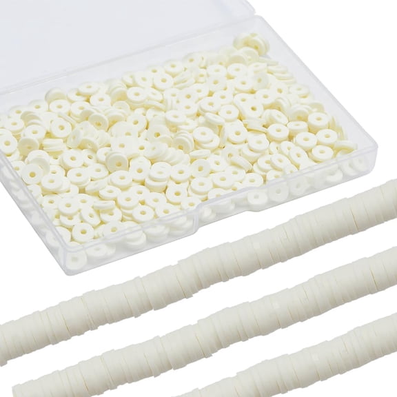 1 Box 1000Pcs White Clay Beads Heishi Beads 6mm Clay Polymer Beads Heishi Clay Beads Heishi Bead Bulk Refill Clay Disc Beads Spacer Loose Beads for DIY Jewelry Making DIY Bracelet Necklace
