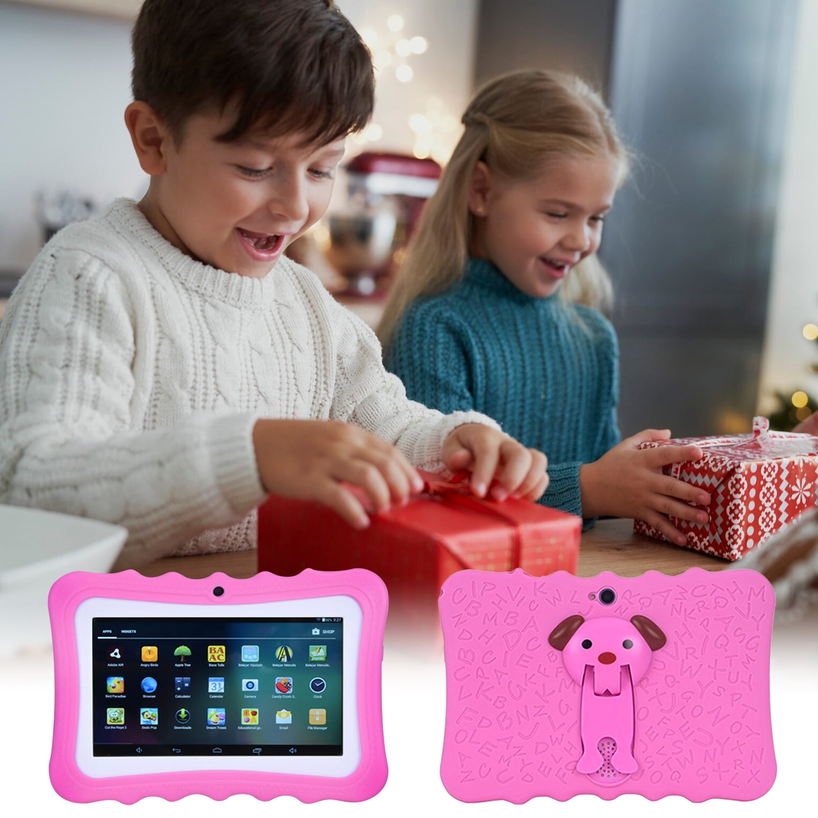 7" Kids Tablets, 2GB+32GB Storage Smart Tablets for Children Educational with Shockproof Case (Bluetooth, Wi-Fi, Android, Dual Camera, Pink)