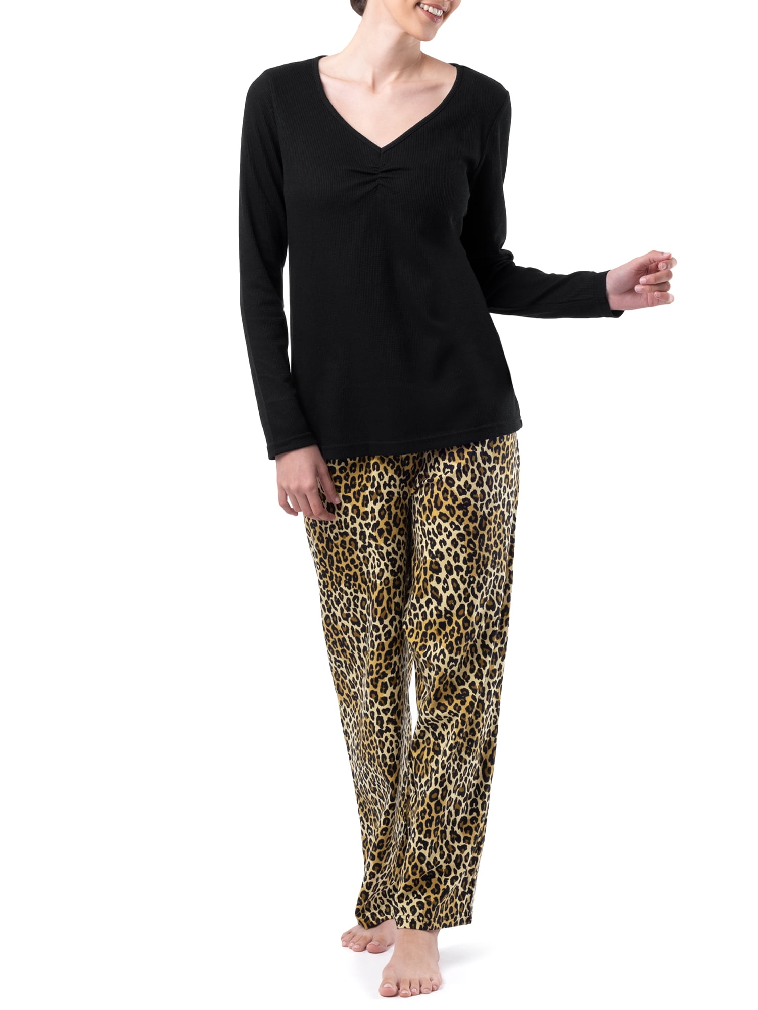 Fruit of the Loom Women's and Women's Plus Beyond Soft Long Sleeve Waffle  Top and Flannel Pajama Bottom Set, 2-Piece - Walmart.com