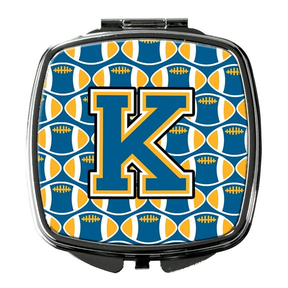 Letter K Football Blue and Gold Compact Mirror CJ1077-KSCM