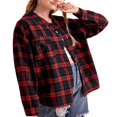 thumbnail image 1 of Women Plaid Shirt Flannel Oversized Checked Shirt Long Sleeve Blouse Tops, 1 of 6