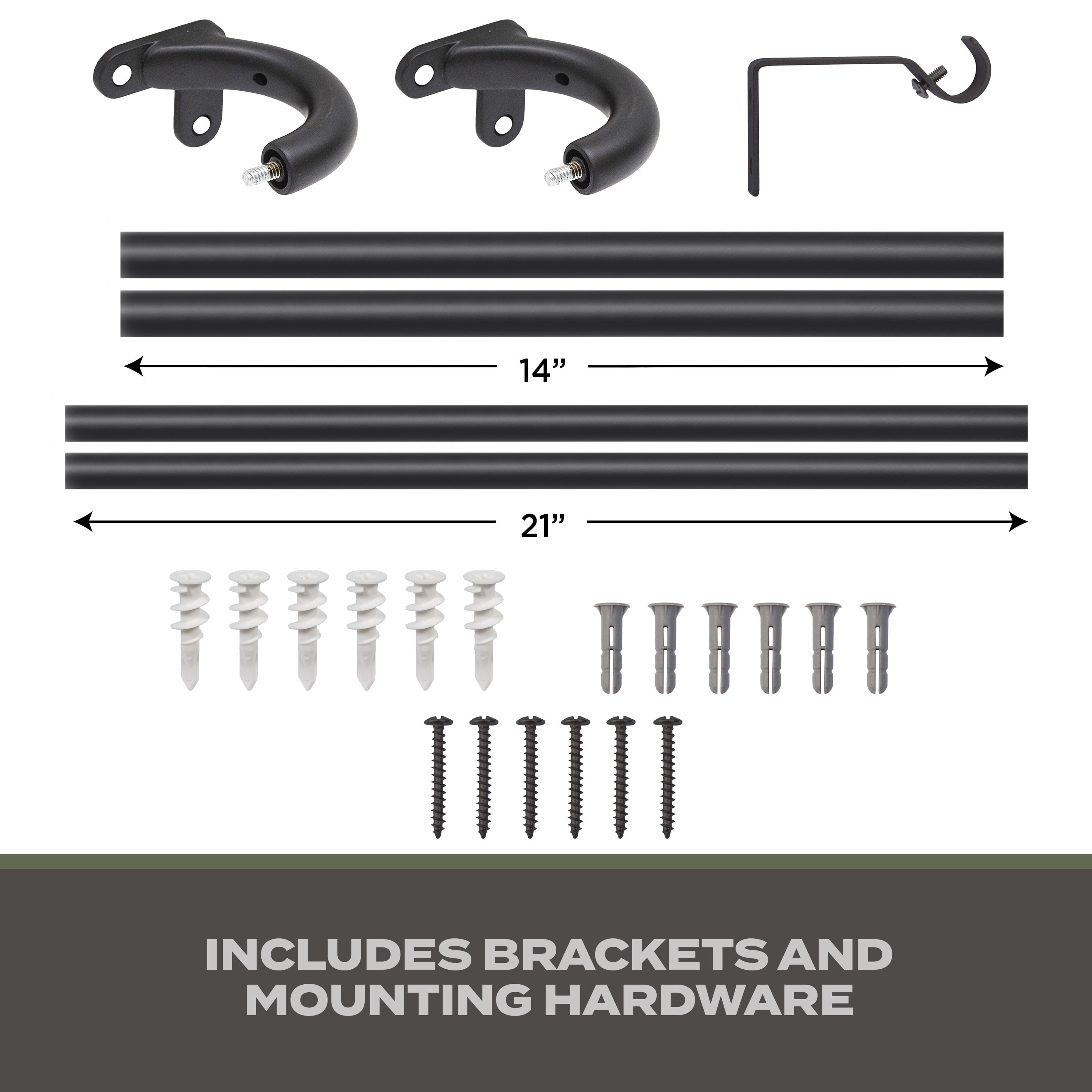 Sun Zero 3/4" Black Curved Blackout Wrap Rod, 22-62"