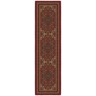 Ottomanson Non-Slip Rubberback Medallion Oriental 2x7 Indoor Runner Rug, 1'10" x 7', Red