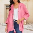 thumbnail image 4 of Htigea Lightweight Cardigans for Women Oversized Bohemian Linen Long Shirts Open Front Button Down Blouses Top Hot Pink L, 4 of 5
