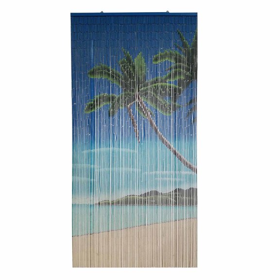 Evideco Bamboo Beaded Door Curtain 65 Strings 79" W x 36" W - 79" H x 36" W x 0.6" D Turquoise blue