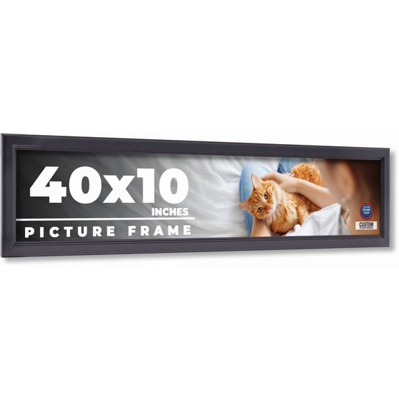 40x10 Frame Black Passaggi Solid Wood Picture Frame Width 1.5 Inches | Interior Depth 0.5 Inches |