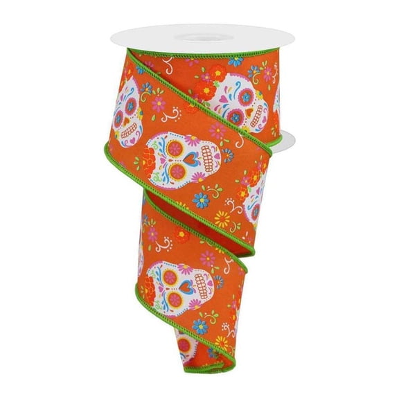 2.5" Day of the Dead Ribbon: Orange (10 Yards)