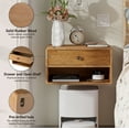 thumbnail image 3 of COZAYH Farmhouse Rubber Wood Floating Nightstand with Drawer and Open Shelf, Transitional Wall Mounted Side Table with Open Slot for Bedroom, Fully Assembled (Natural), 3 of 9