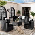 thumbnail image 2 of POTEBAN 7 Pieces Patio Conversation Set, Outdoor Black PE Wicker Sectional Sofa for Backyard Garden, Black, 2 of 9