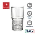 thumbnail image 3 of Bormioli Rocco Bartender Novecento Hi-Ball Glasses - Set of 4, 13.75 Oz. Cylindrical Retro Tumblers with Geometric Base - For Cuba Libre, Gin Tonic, Mixed Drinks - Made in Italy, Dishwasher Safe, 3 of 9