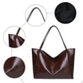 thumbnail image 7 of Large Capacity Tote Bag for Women Vegan Leather Casual Zipper Work Bag Lightweight Shoulder Bags Oversize Travel Purse Brown, 7 of 7