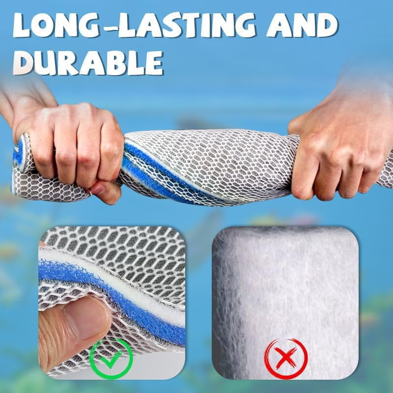 Professional 8D High Density Fish Tank Filter Foam, Aquarium Filter Floss, Filter Foam Sponges, Washable and Reusable Filter Floss for Fish Tank Filters